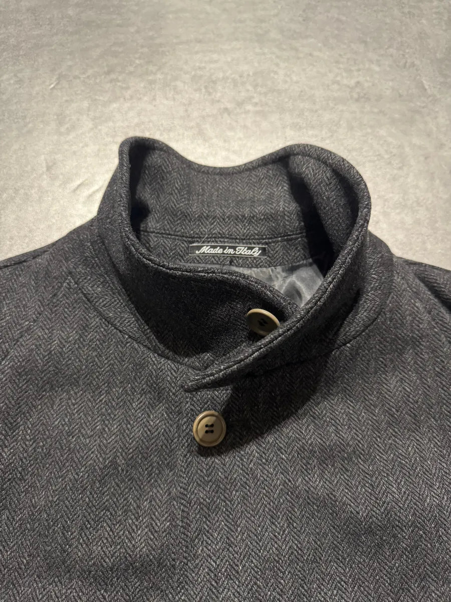 1990s Giorgio Armani Wool Grey Long Trench Coat (M) 3