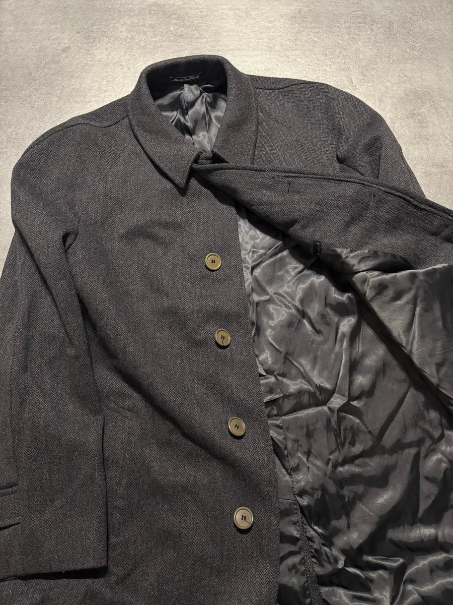 1990s Giorgio Armani Wool Grey Long Trench Coat (M) 5