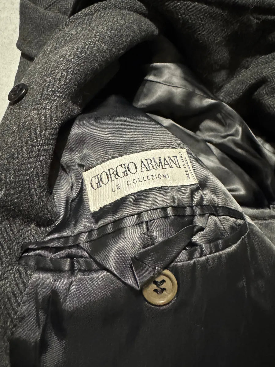 1990s Giorgio Armani Wool Grey Long Trench Coat (M) 6