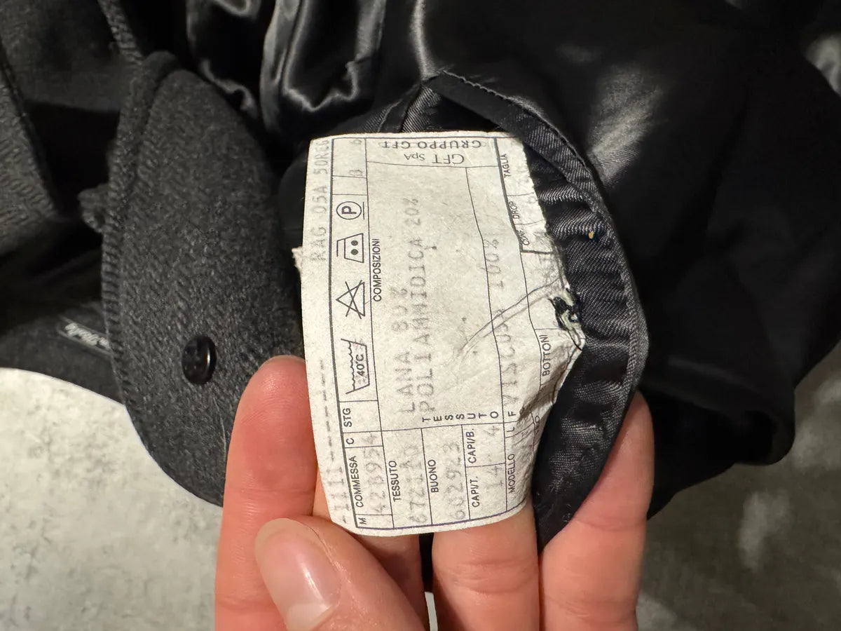 1990s Giorgio Armani Wool Grey Long Trench Coat (M) 8