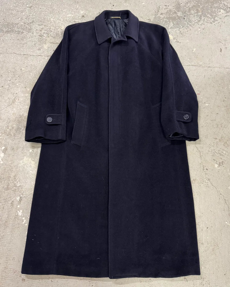 1990s Giorgio Armani Wool Navy Trench Coat (L) 0