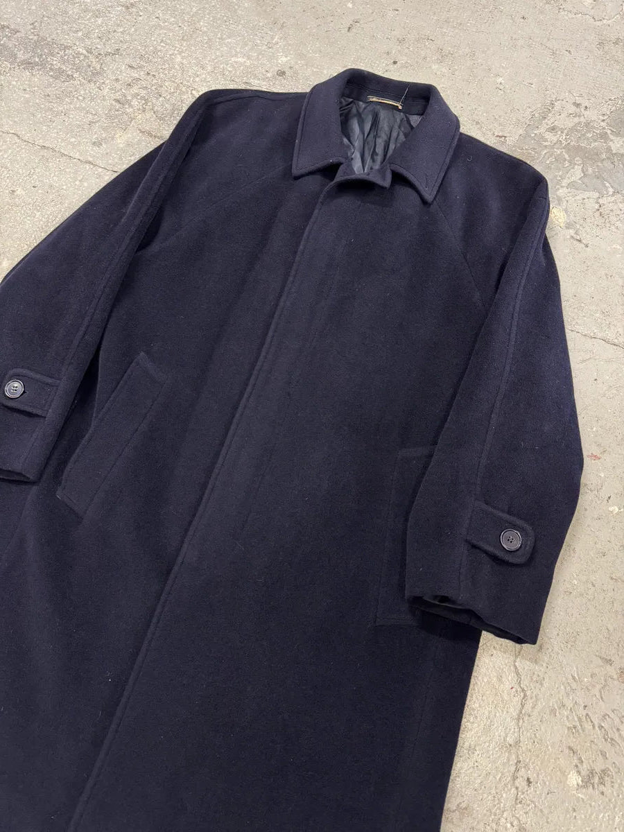 1990s Giorgio Armani Wool Navy Trench Coat (L) 1