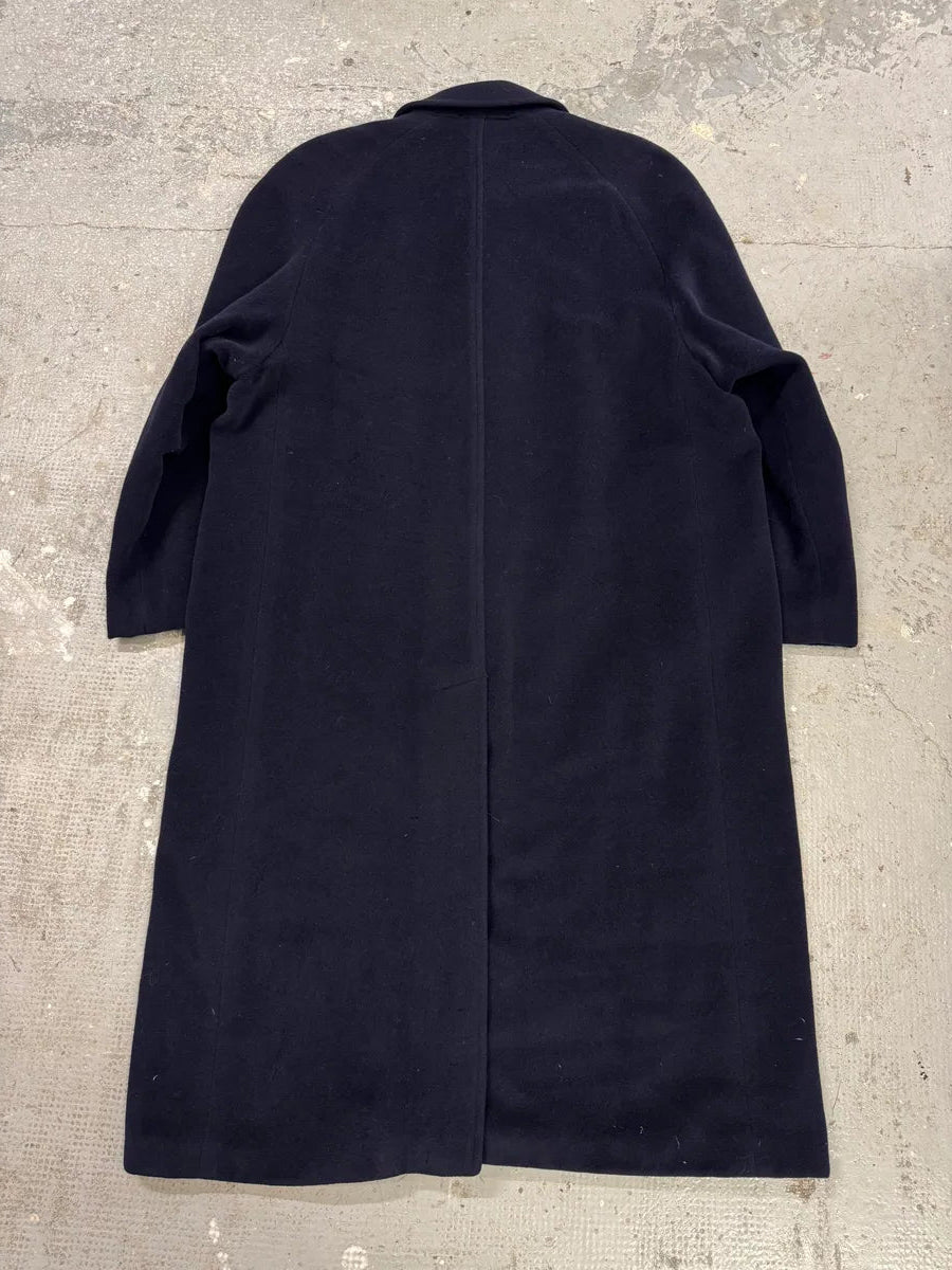 1990s Giorgio Armani Wool Navy Trench Coat (L) 2