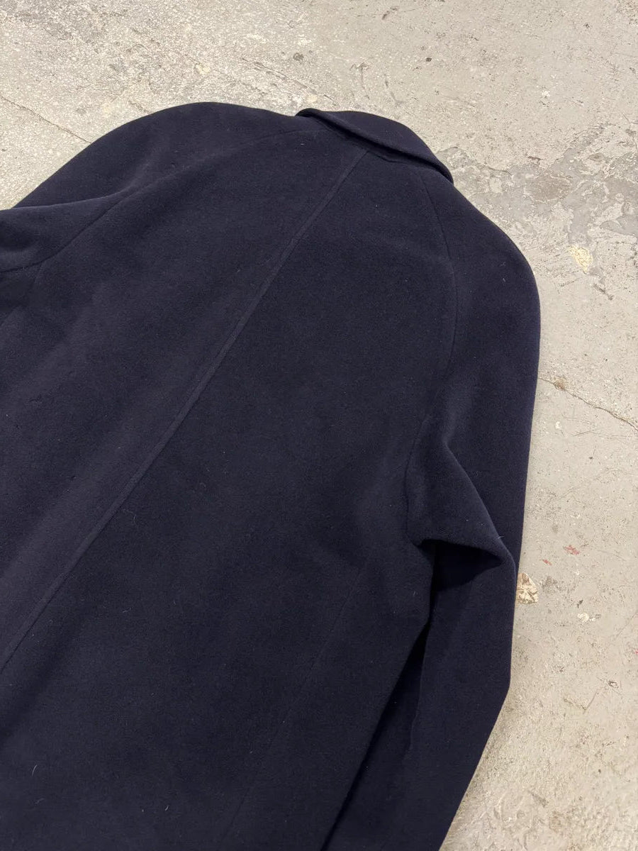 1990s Giorgio Armani Wool Navy Trench Coat (L) 4
