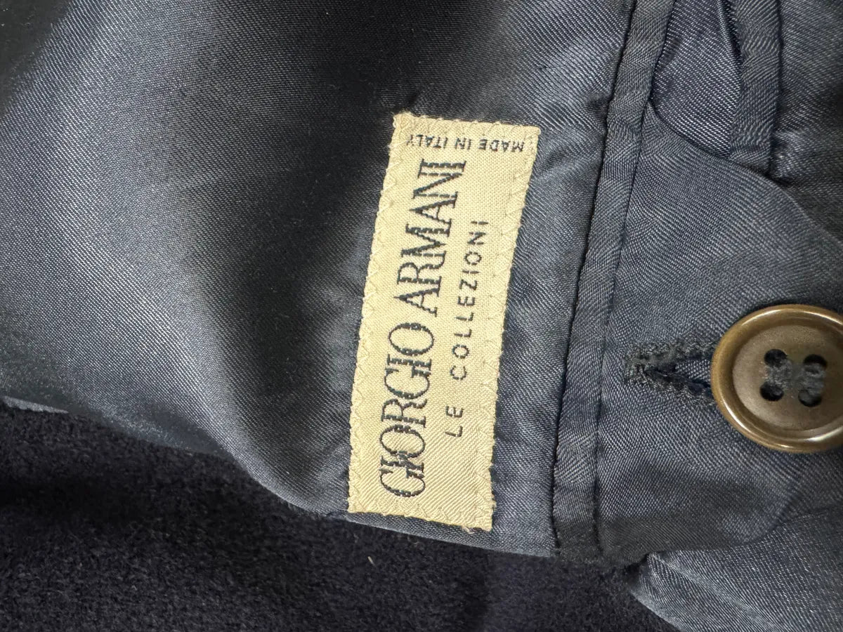 1990s Giorgio Armani Wool Navy Trench Coat (L) 6