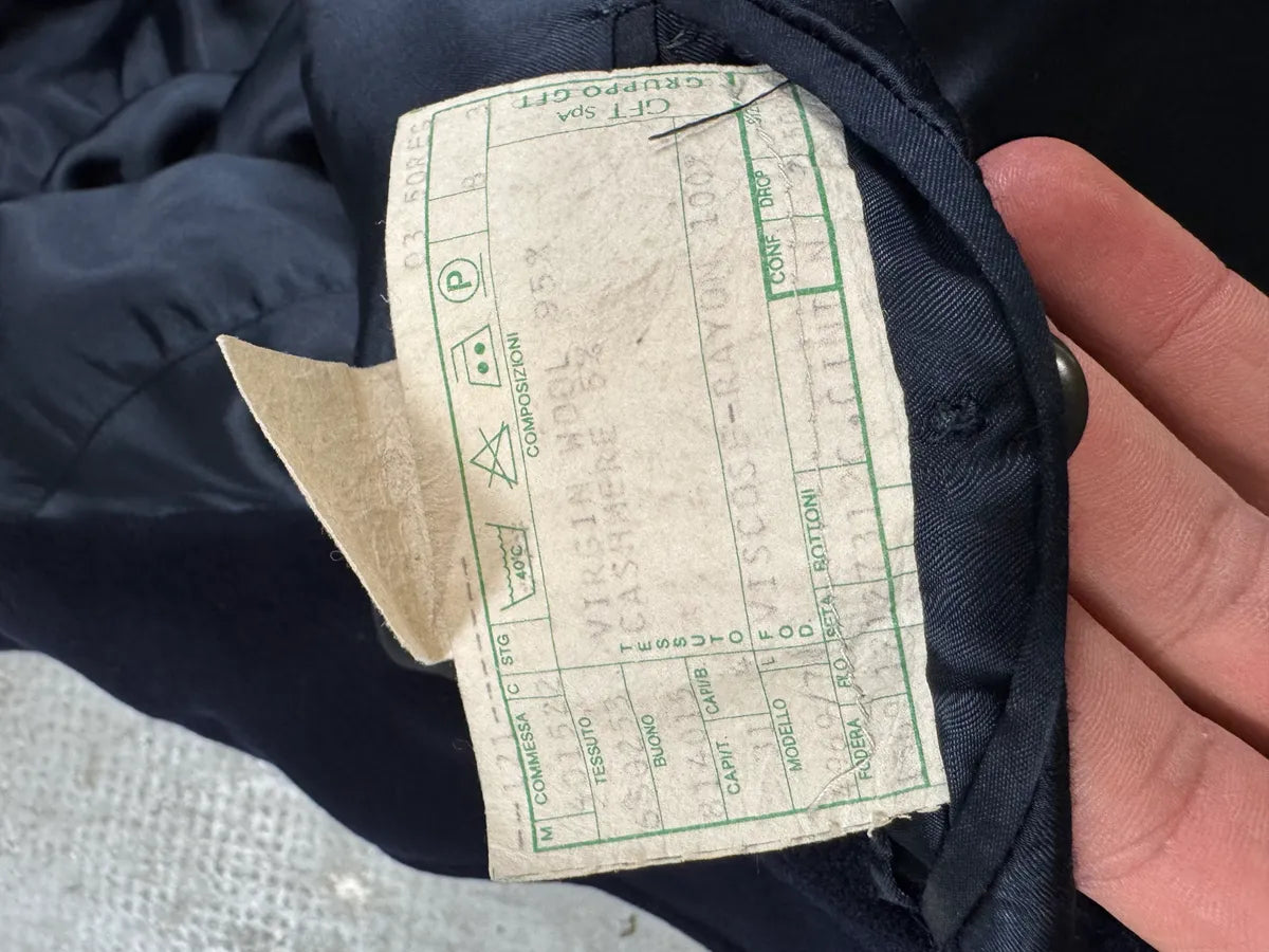 1990s Giorgio Armani Wool Navy Trench Coat (L) 7