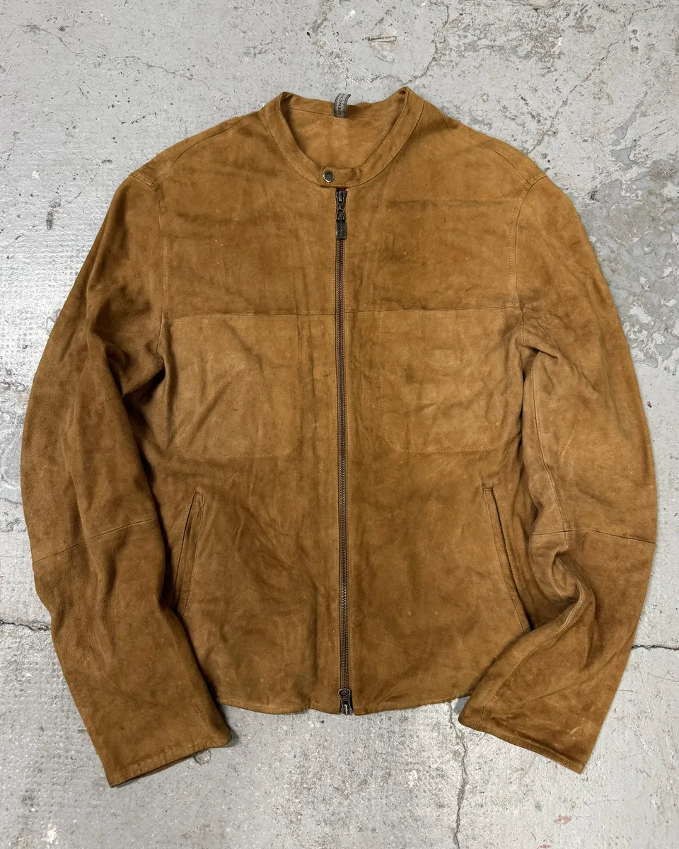 1990s Givenchy Camel Suede Leather Jacket BQBRPQD 0