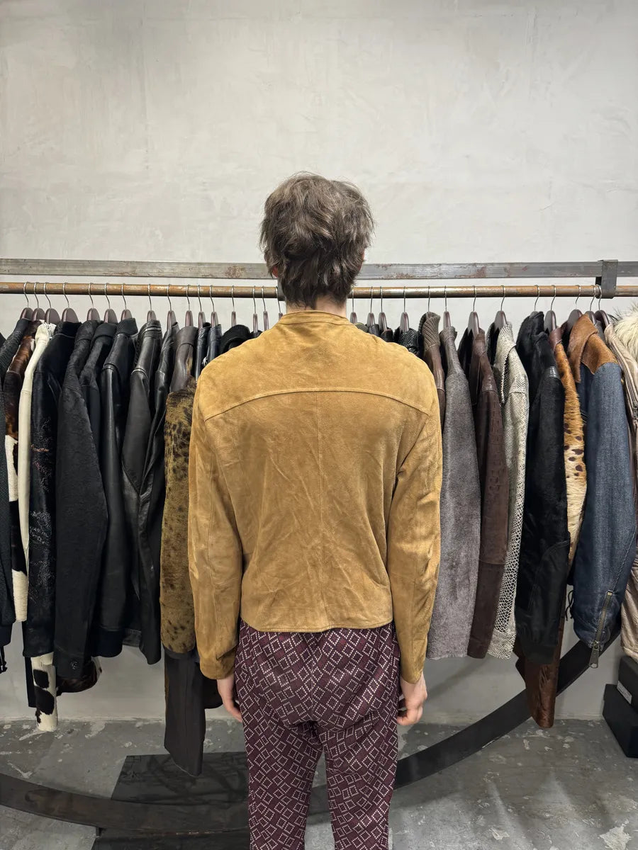 1990s Givenchy Camel Suede Leather Jacket BQBRPQD 3