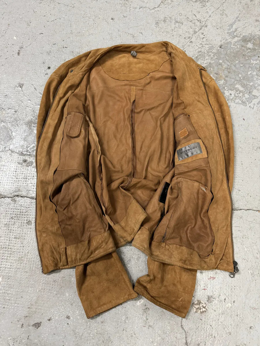 1990s Givenchy Camel Suede Leather Jacket BQBRPQD 5