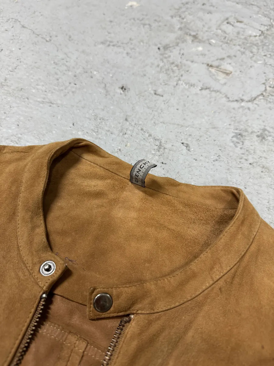 1990s Givenchy Camel Suede Leather Jacket BQBRPQD 7