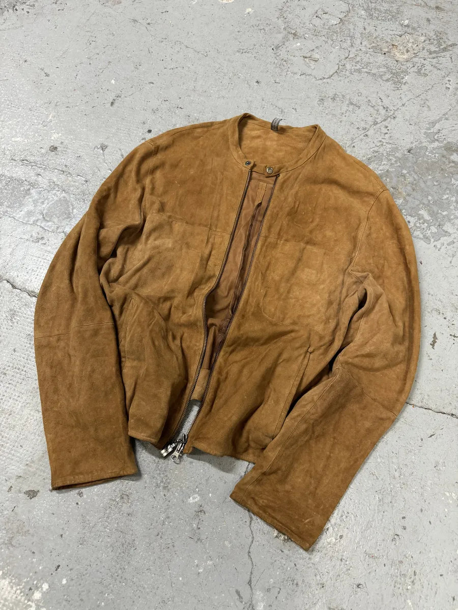 1990s Givenchy Camel Suede Leather Jacket BQBRPQD 9