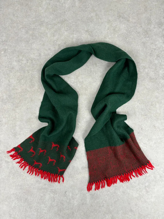1990s Givenchy Green & Red Cashmere Abstract Scarf hBzWsRz 2