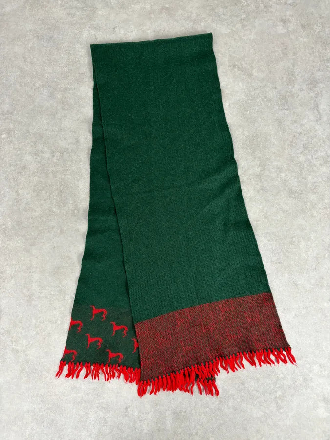 1990s Givenchy Green & Red Cashmere Abstract Scarf hBzWsRz 9