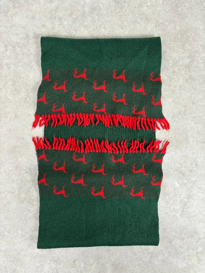 1990s Givenchy Green & Red Cashmere Abstract Scarf hBzWsRz 3