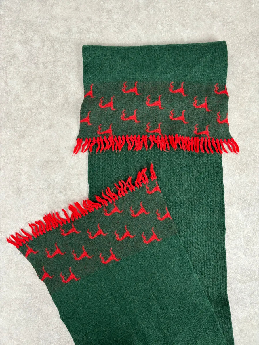 1990s Givenchy Green & Red Cashmere Abstract Scarf hBzWsRz 4