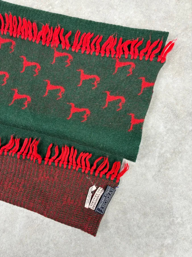1990s Givenchy Green & Red Cashmere Abstract Scarf hBzWsRz 8