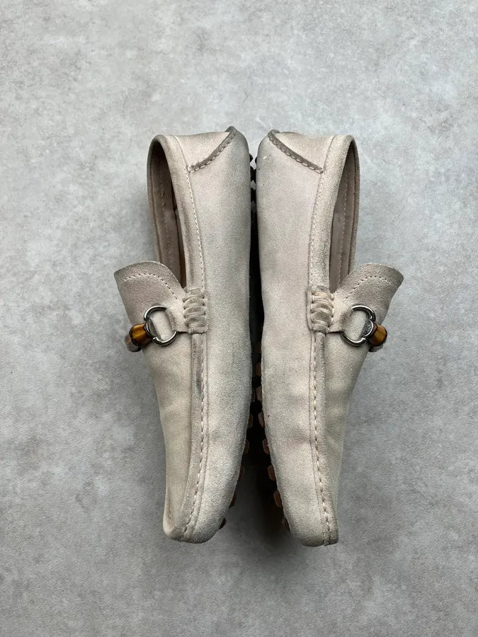 1990s Gucci Bamboo Suede Beige Loafers by Tom Ford JeBGYji 2