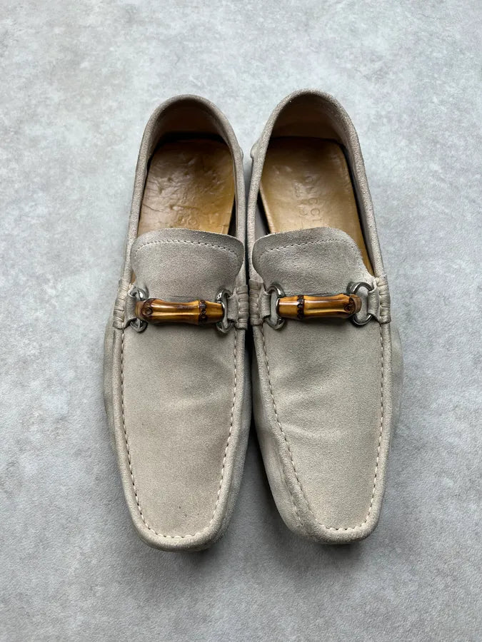 1990s Gucci Bamboo Suede Beige Loafers by Tom Ford JeBGYji 3
