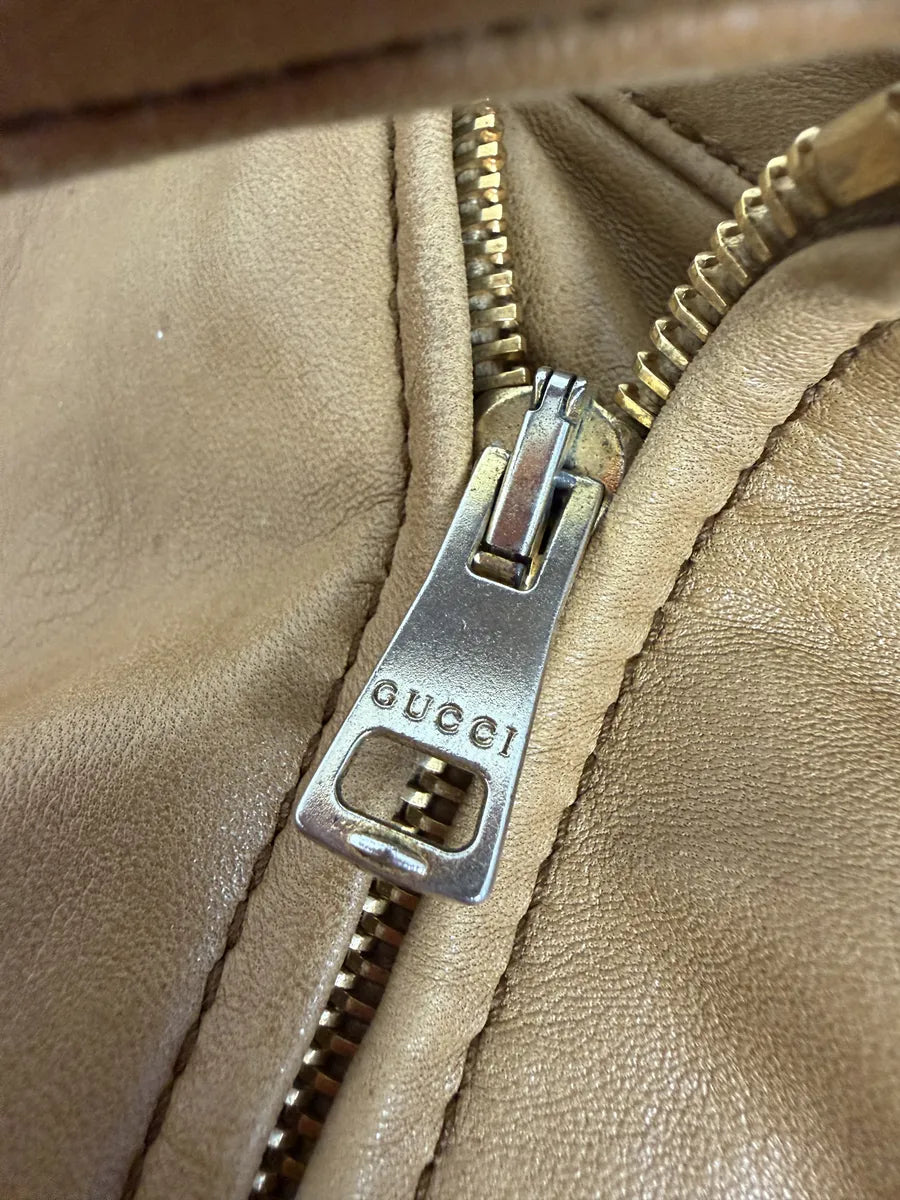 1990s Gucci Beige Paded Leither Biker Jacket aVrirAR 11