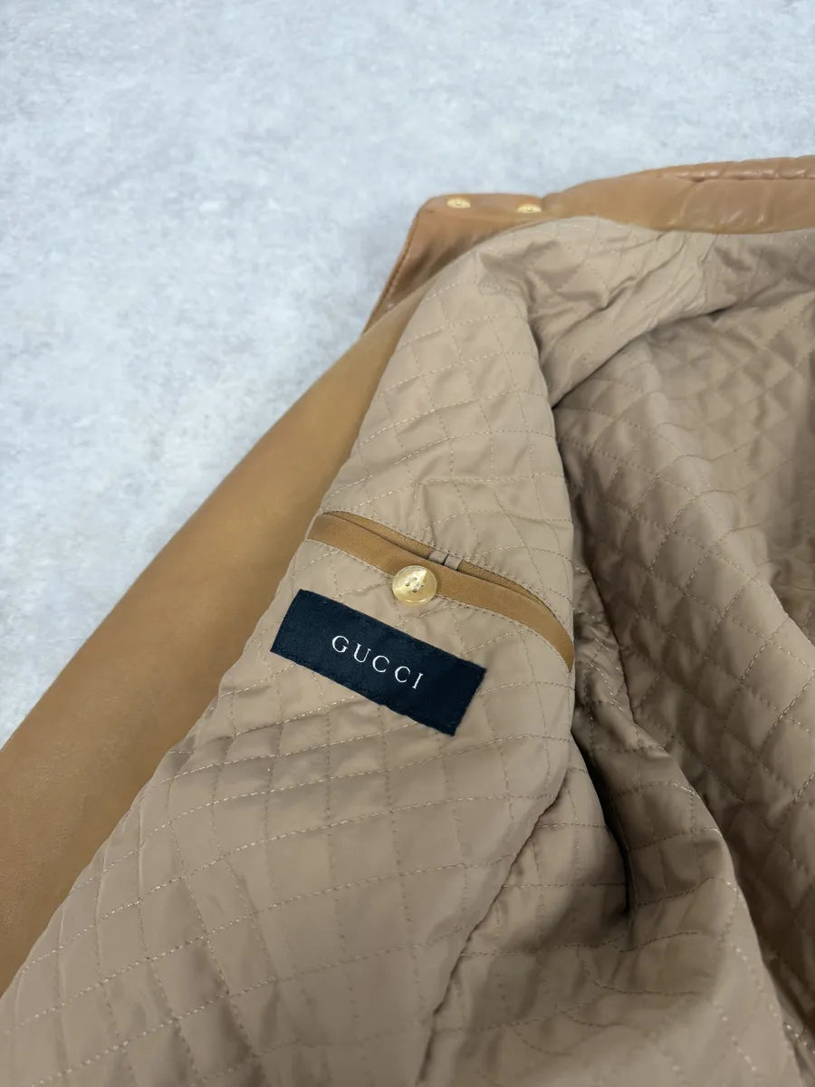 1990s Gucci Beige Paded Leither Biker Jacket aVrirAR 13