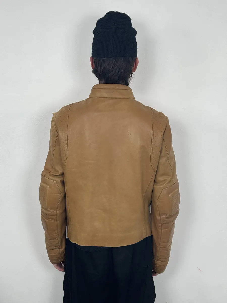 1990s Gucci Beige Paded Leither Biker Jacket aVrirAR 2