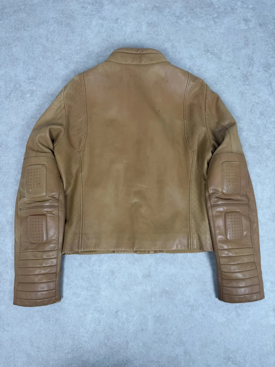 1990s Gucci Beige Paded Leither Biker Jacket aVrirAR 4