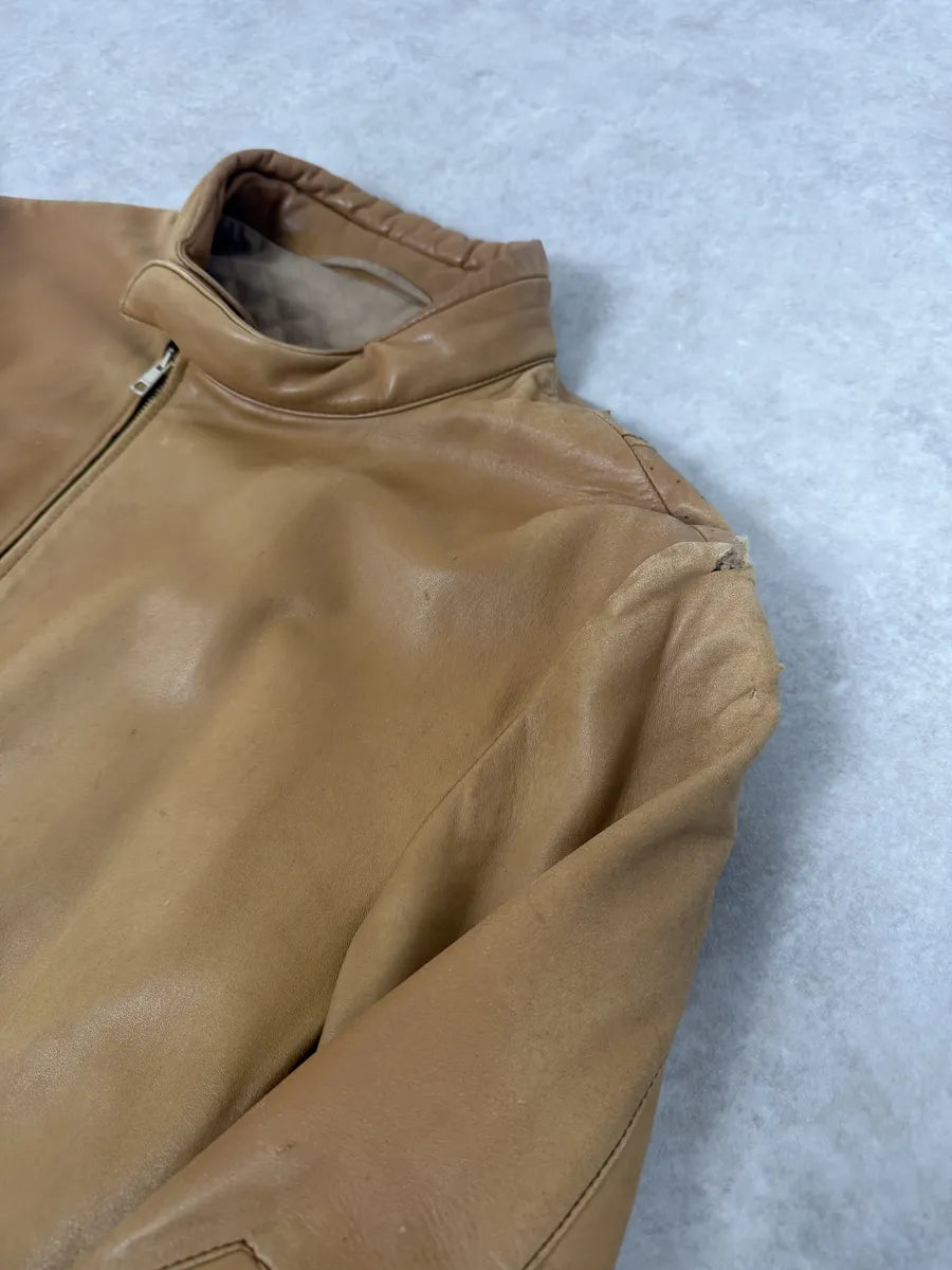 1990s Gucci Beige Paded Leither Biker Jacket aVrirAR 7