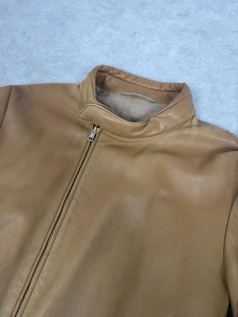 1990s Gucci Beige Paded Leither Biker Jacket aVrirAR 8