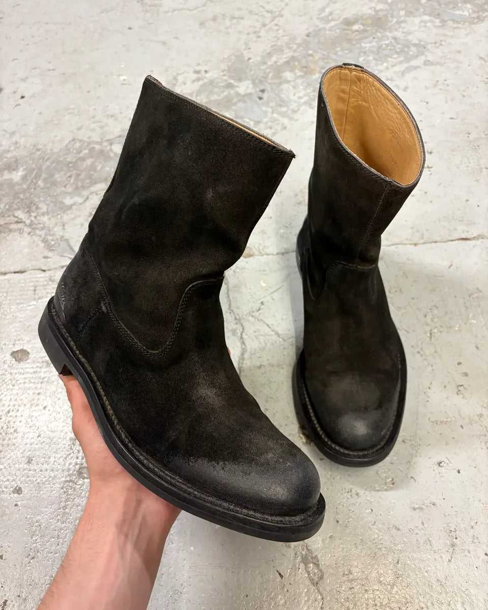 1990s Gucci Black Gradient Suede Leather Boots XIpeqnA 0