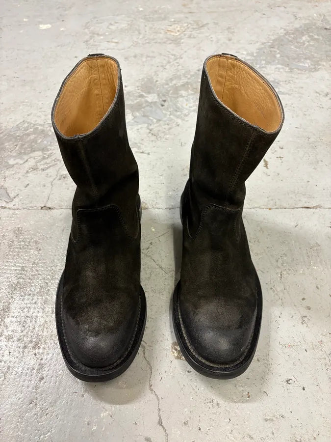 1990s Gucci Black Gradient Suede Leather Boots XIpeqnA 1