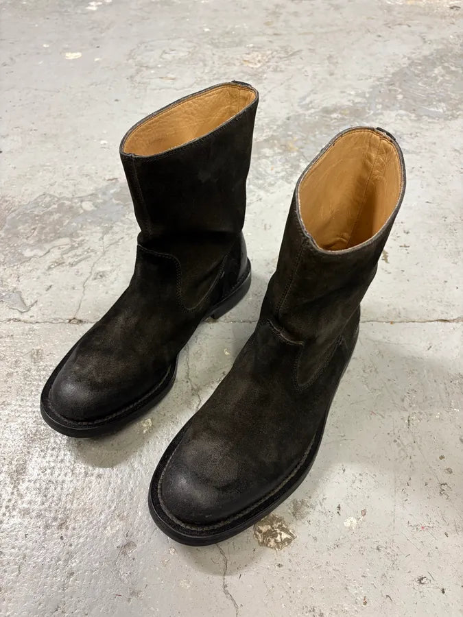 1990s Gucci Black Gradient Suede Leather Boots XIpeqnA 2