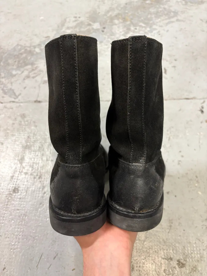 1990s Gucci Black Gradient Suede Leather Boots XIpeqnA 7