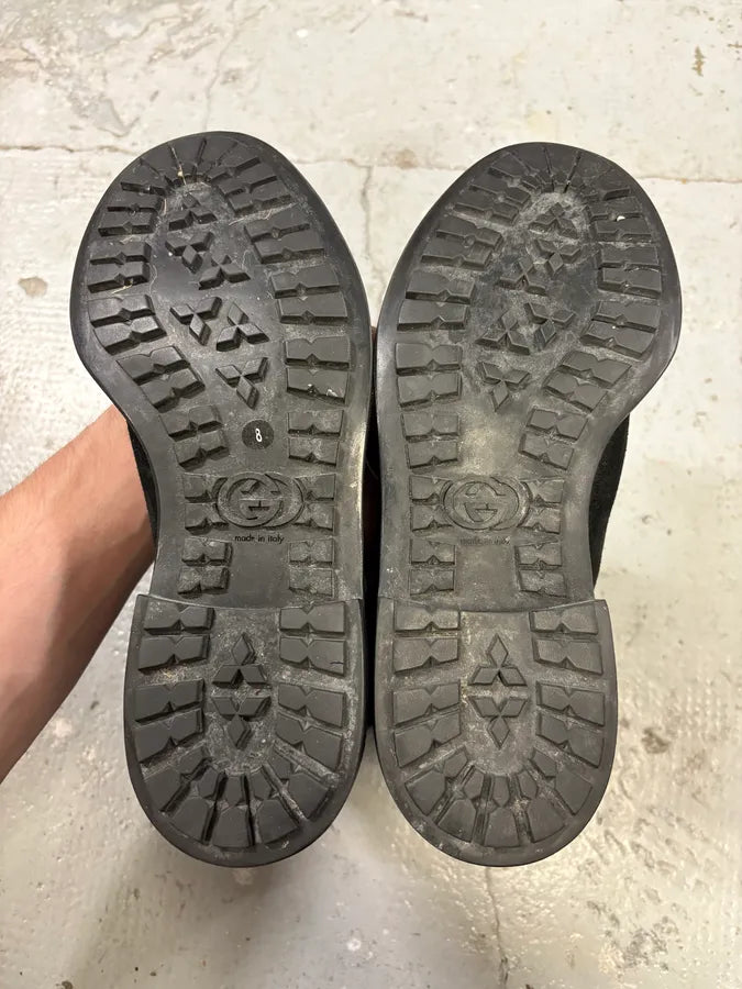 1990s Gucci Black Gradient Suede Leather Boots XIpeqnA 8