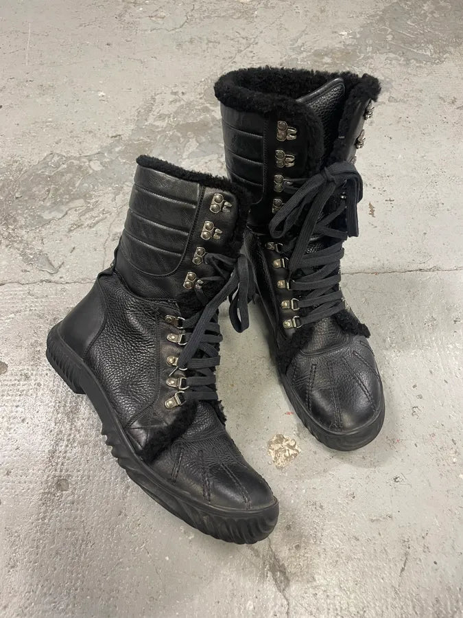 1990s Gucci Black Leather Fur Boots (43.5eu/us9.5) 4