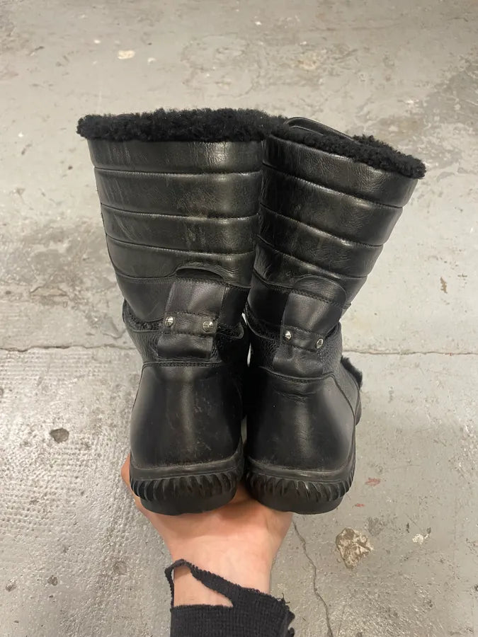 1990s Gucci Black Leather Fur Boots (43.5eu/us9.5) 5