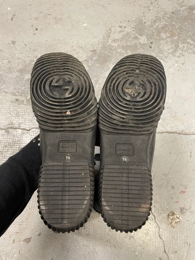 1990s Gucci Black Leather Fur Boots (43.5eu/us9.5) 6