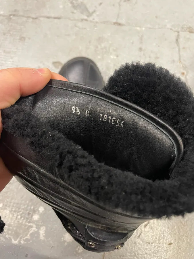 1990s Gucci Black Leather Fur Boots (43.5eu/us9.5) 7