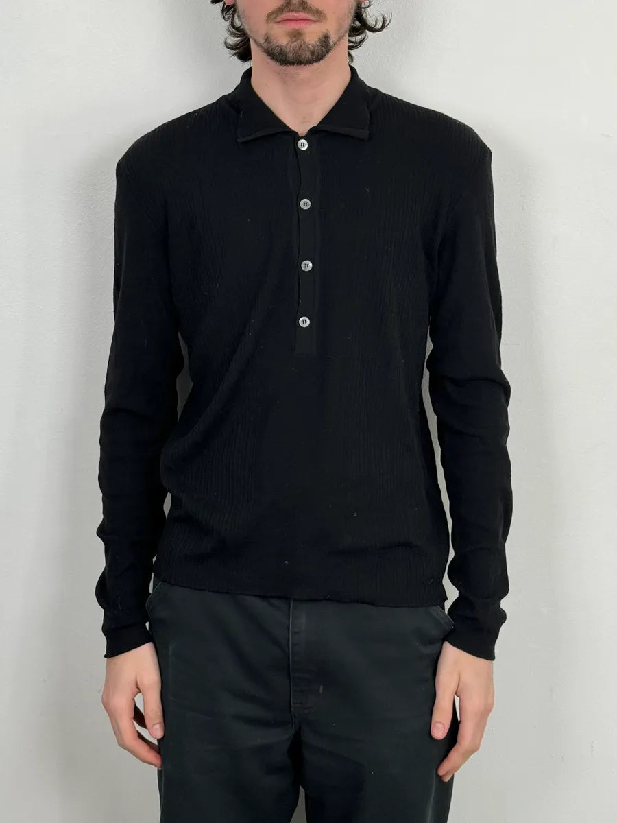 1990s Gucci Black Wool Classy Polo Longsleeves fvnmrKt 1