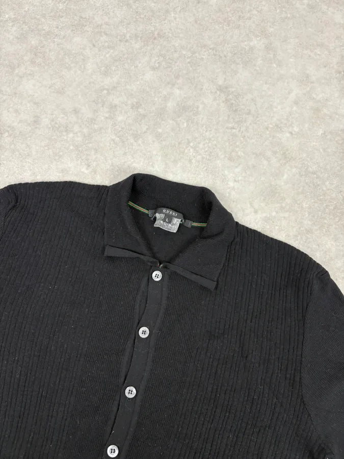 1990s Gucci Black Wool Classy Polo Longsleeves fvnmrKt 3