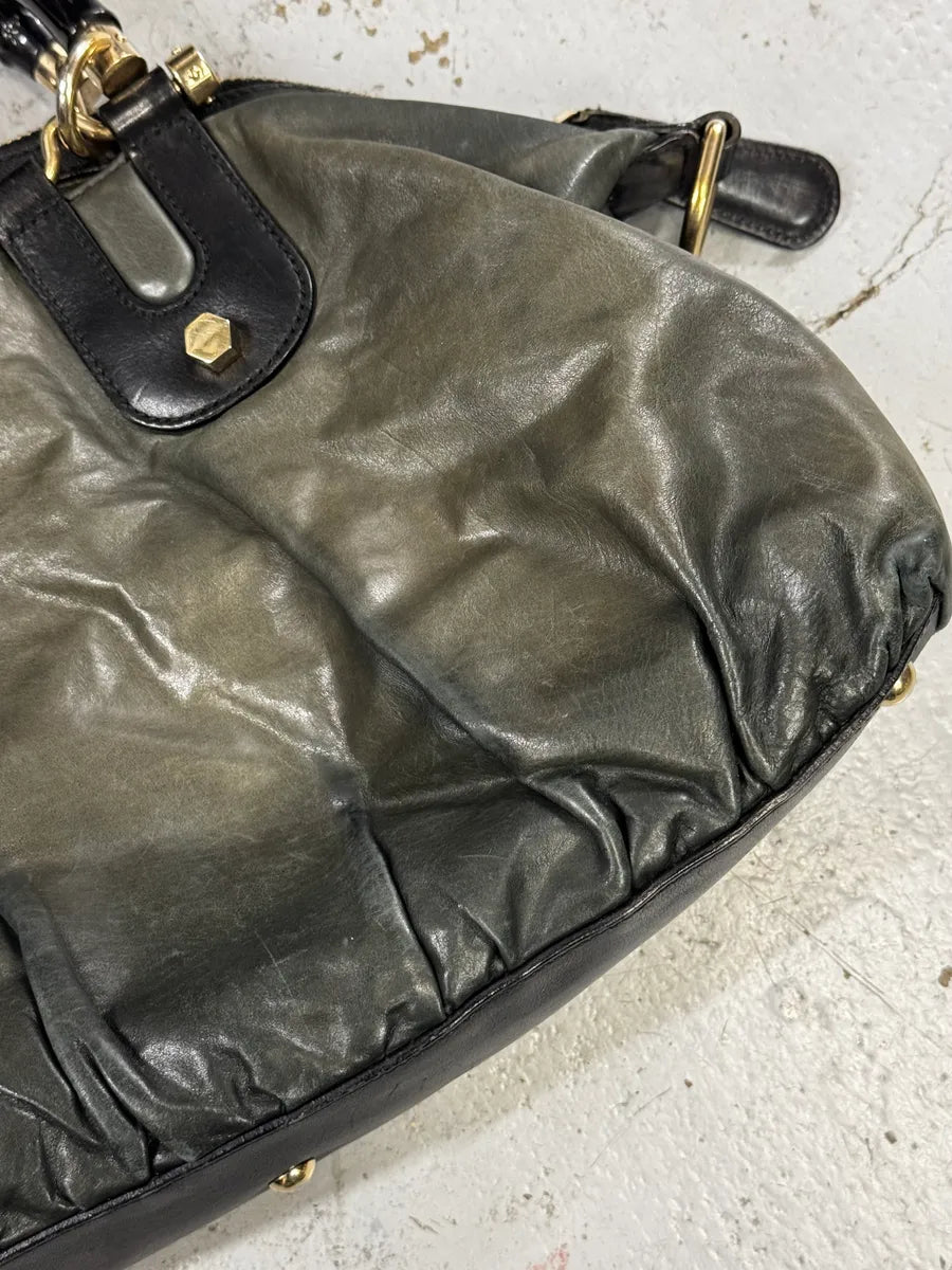 2000s Gucci Dark Green & Black Eroded Bamboo Handle Bag qDidnlO 8