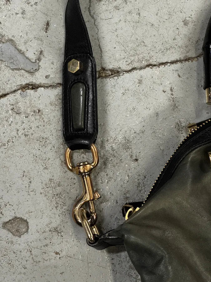 2000s Gucci Dark Green & Black Eroded Bamboo Handle Bag qDidnlO 11