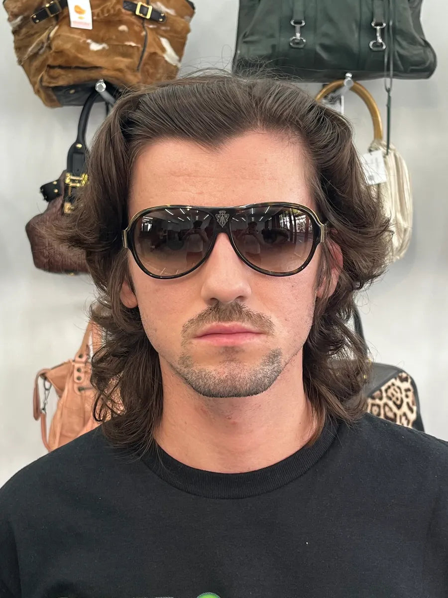 SS2008 Gucci Brown Acetate Gradient Lens Aviator Sunglasses eTWcdae 1