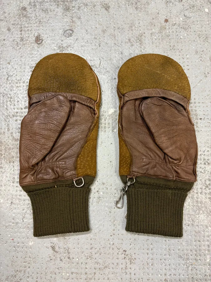 1990s Gucci Brown Leather 2-in-1 Mitten Gloves HkIebez 6