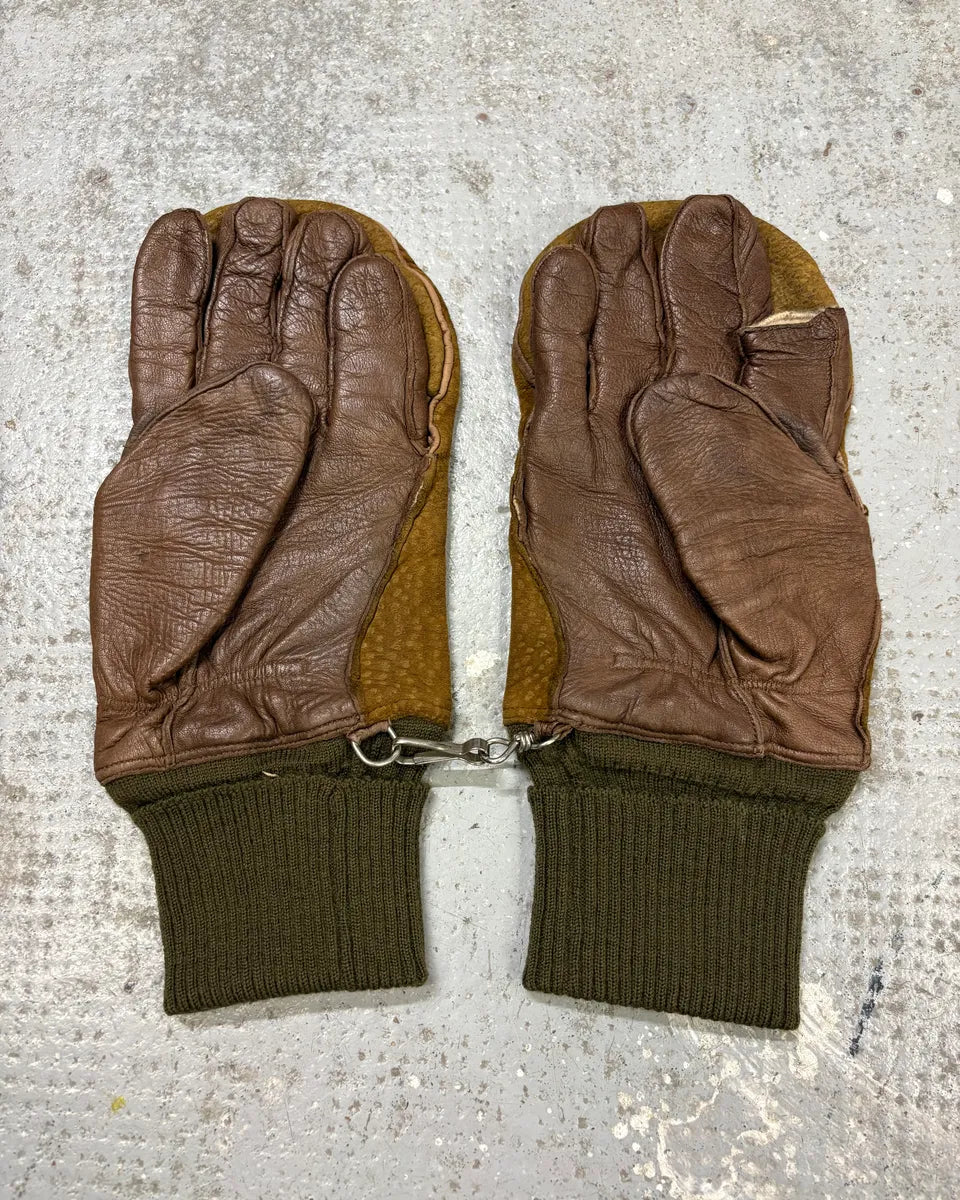 1990s Gucci Brown Leather 2-in-1 Mitten Gloves HkIebez 0