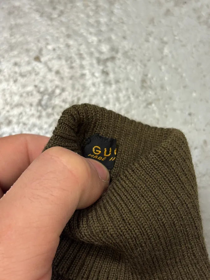 1990s Gucci Brown Leather 2-in-1 Mitten Gloves HkIebez 8