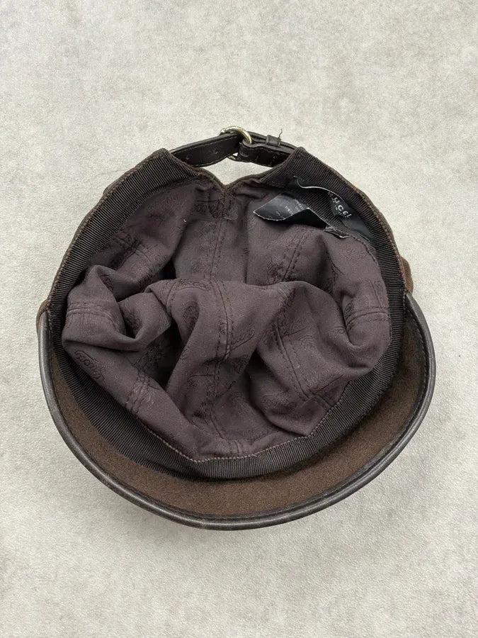 1990s Gucci Brown Wool Leather-Trim Bucket Hat by Tom Ford EwQRaIv 5