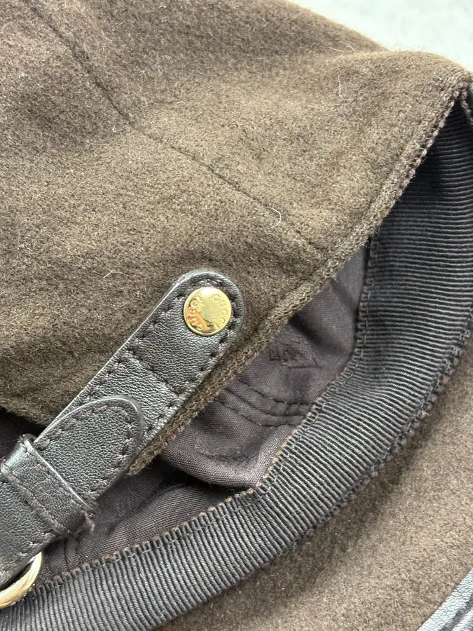 1990s Gucci Brown Wool Leather-Trim Bucket Hat by Tom Ford EwQRaIv 6
