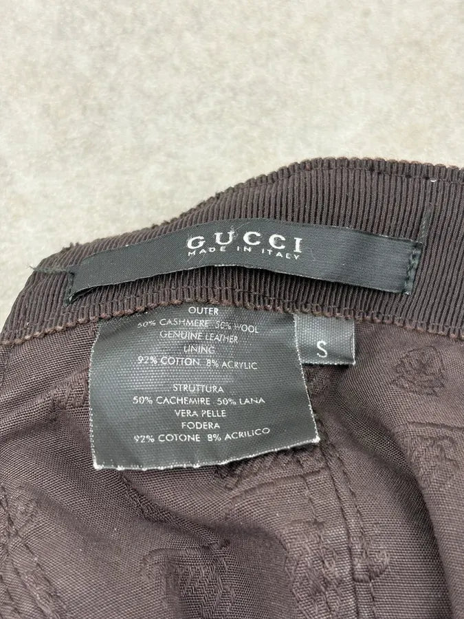 1990s Gucci Brown Wool Leather-Trim Bucket Hat by Tom Ford EwQRaIv 7