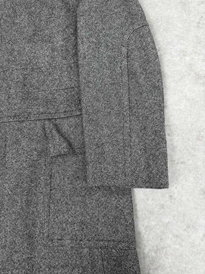 1990s Gucci Grey Wool Leather Collar Trench Coat jleqiVX 7