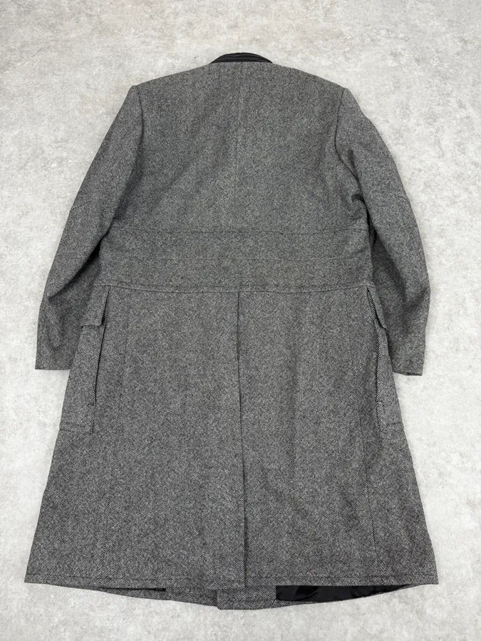 1990s Gucci Grey Wool Leather Collar Trench Coat jleqiVX 3